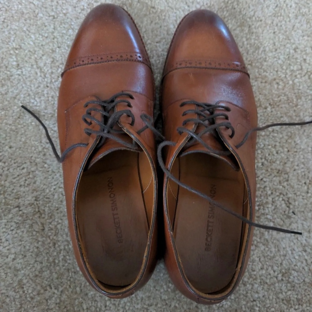 Beckett Simonon Handcrafted Leather Oxford Cap Toe Dress Shoes 8